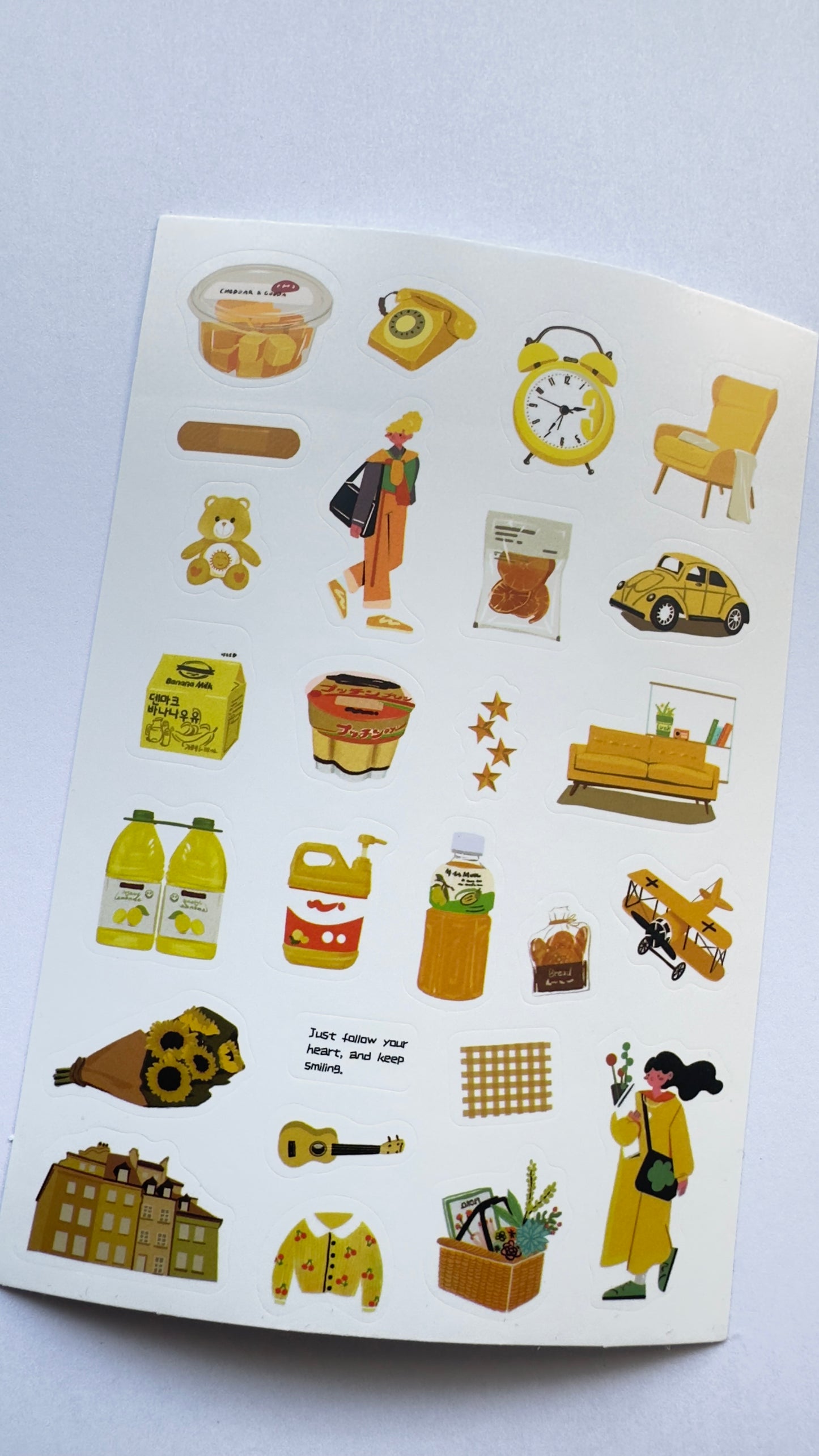 DAILY LIFE ILLUSTRATION STICKER SHEET- YELLOW
