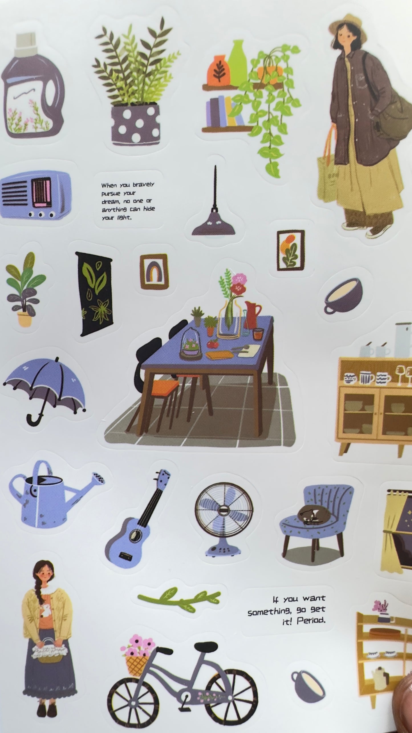 DAILY LIFE ILLUSTRATION STICKER SHEET- VIOLET