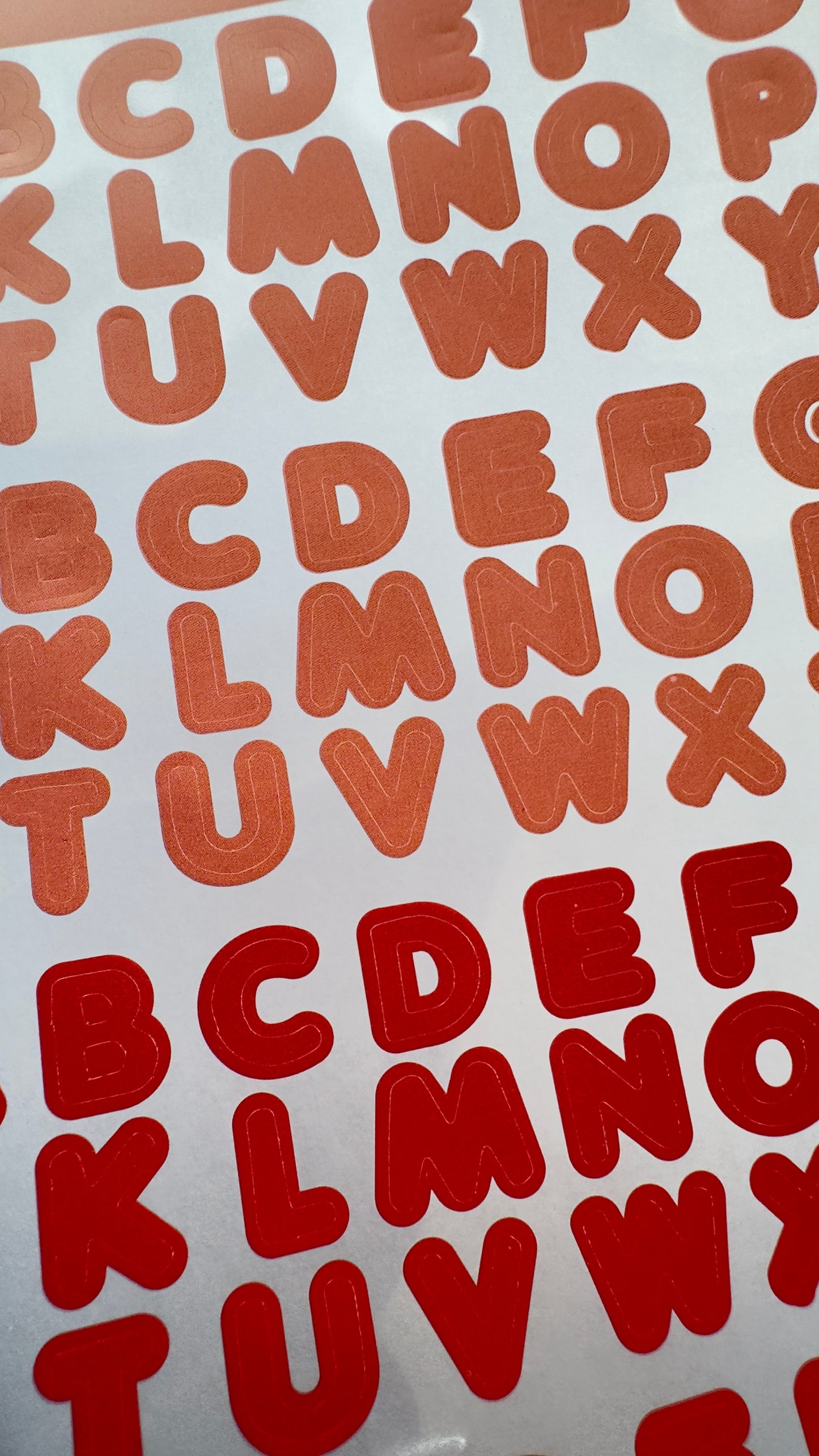 LETTERS Sticker sheet RED and PEACH