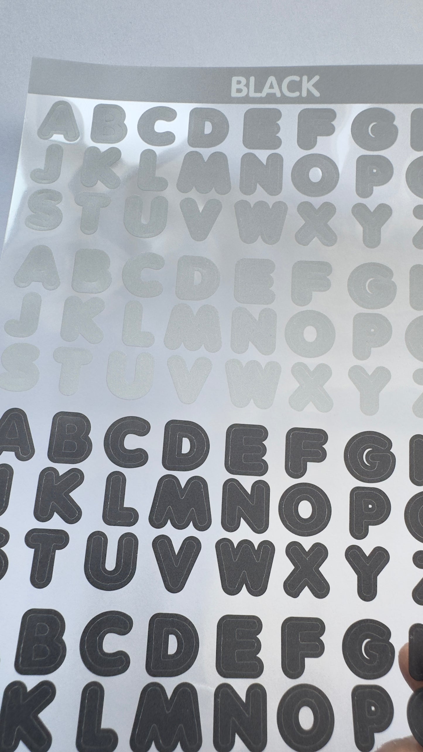 LETTERS Sticker sheet GREY and BLACK