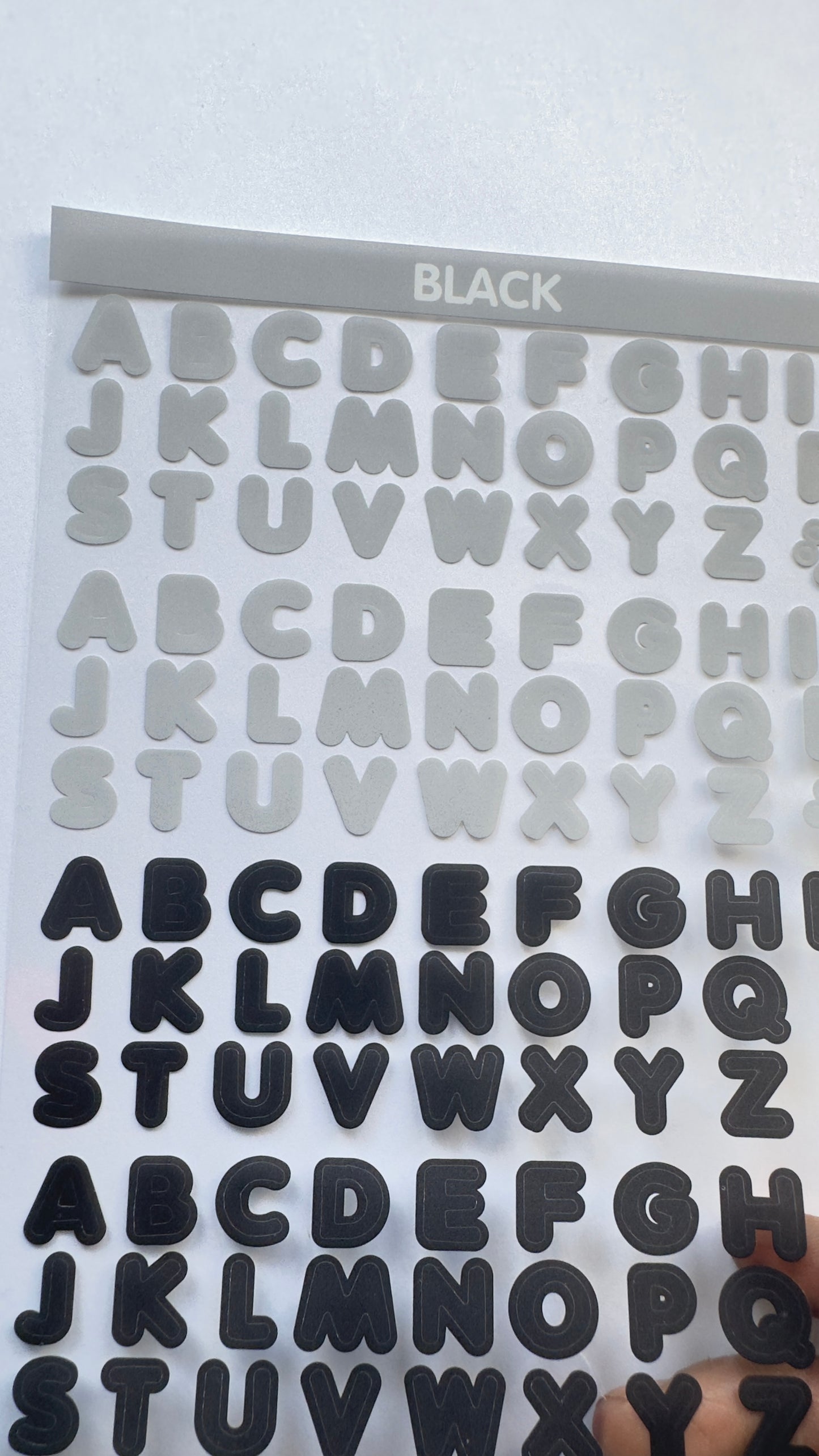 LETTERS Sticker sheet GREY and BLACK
