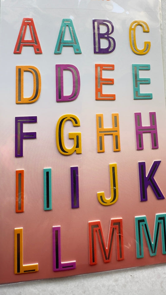 Craft Universe multicolor  and silver foil jumbo letters stickers