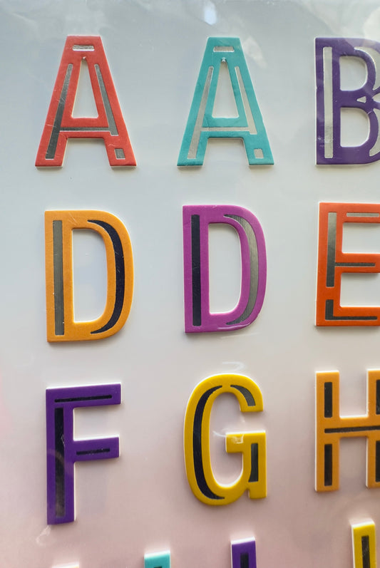 Craft Universe multicolor  and silver foil jumbo letters stickers