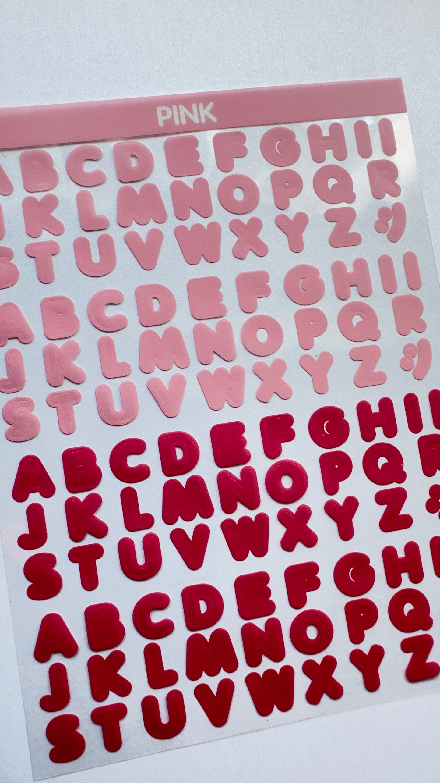 LETTERS Sticker sheet -PINK+ RED