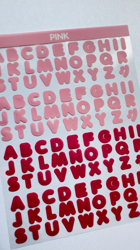 LETTERS Sticker sheet -PINK+ RED