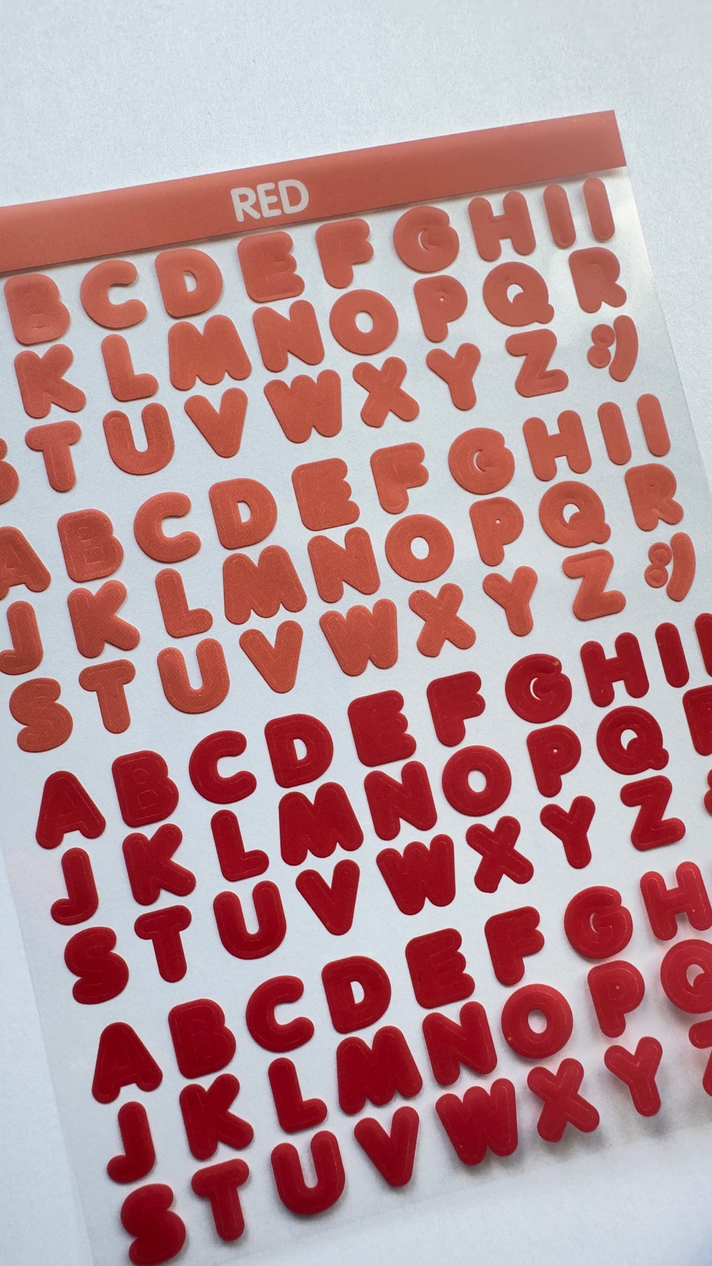 LETTERS Sticker sheet RED and PEACH