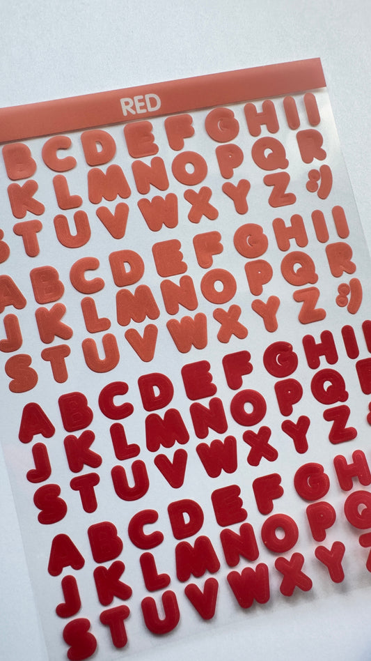 LETTERS Sticker sheet RED and PEACH
