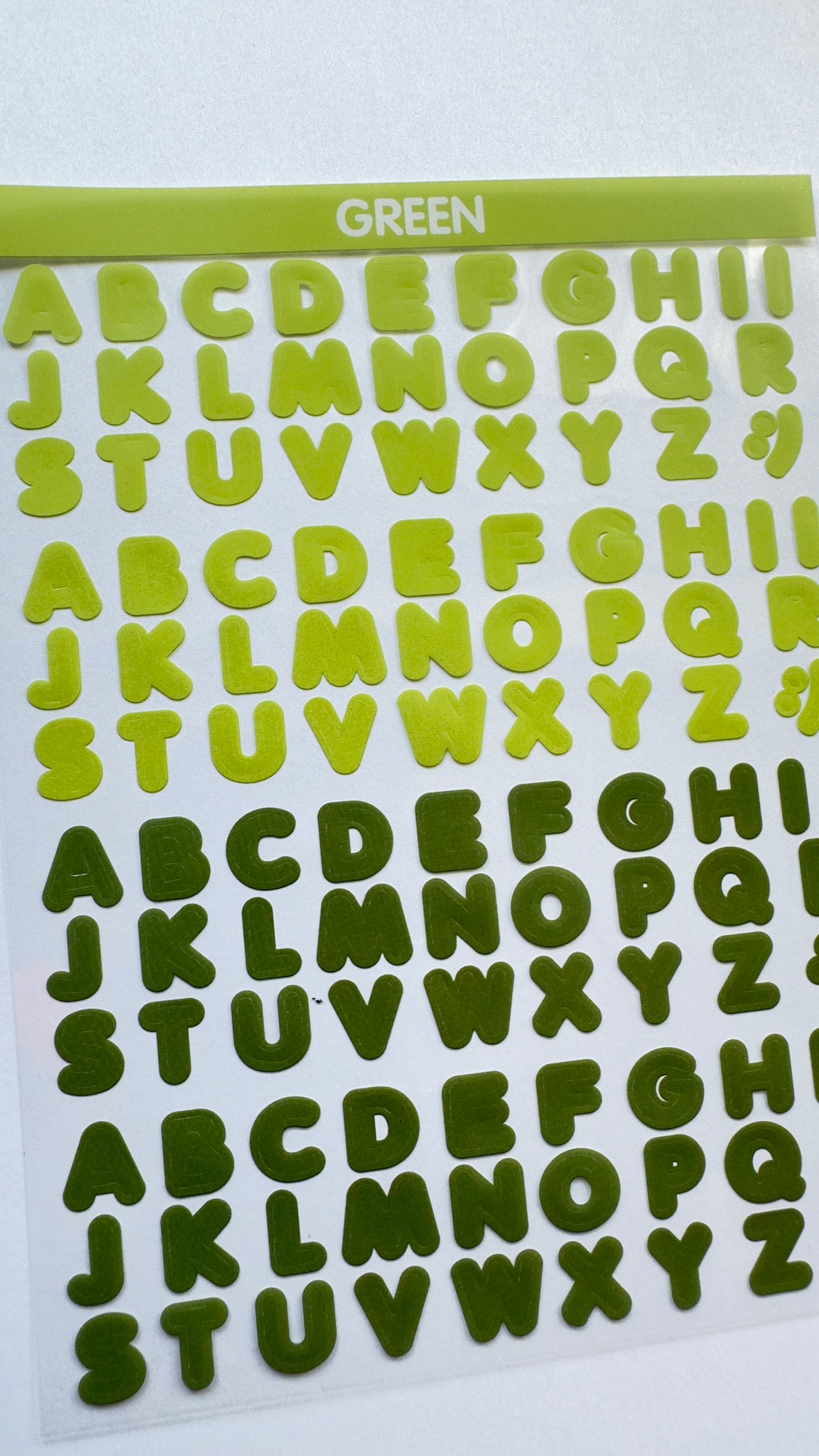 LETTERS Sticker sheet Light Green+ Olive
