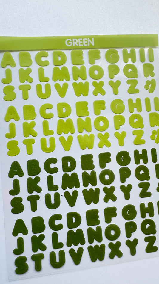LETTERS Sticker sheet Light Green+ Olive