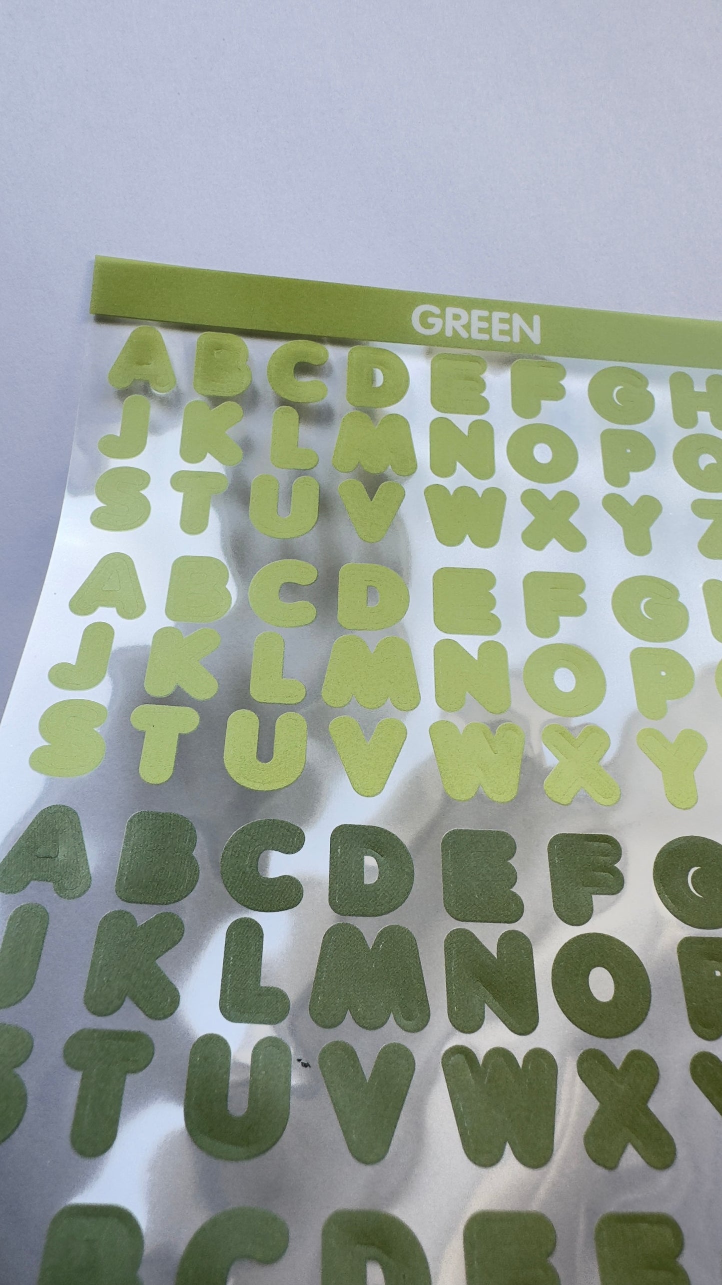 LETTERS Sticker sheet Light Green+ Olive
