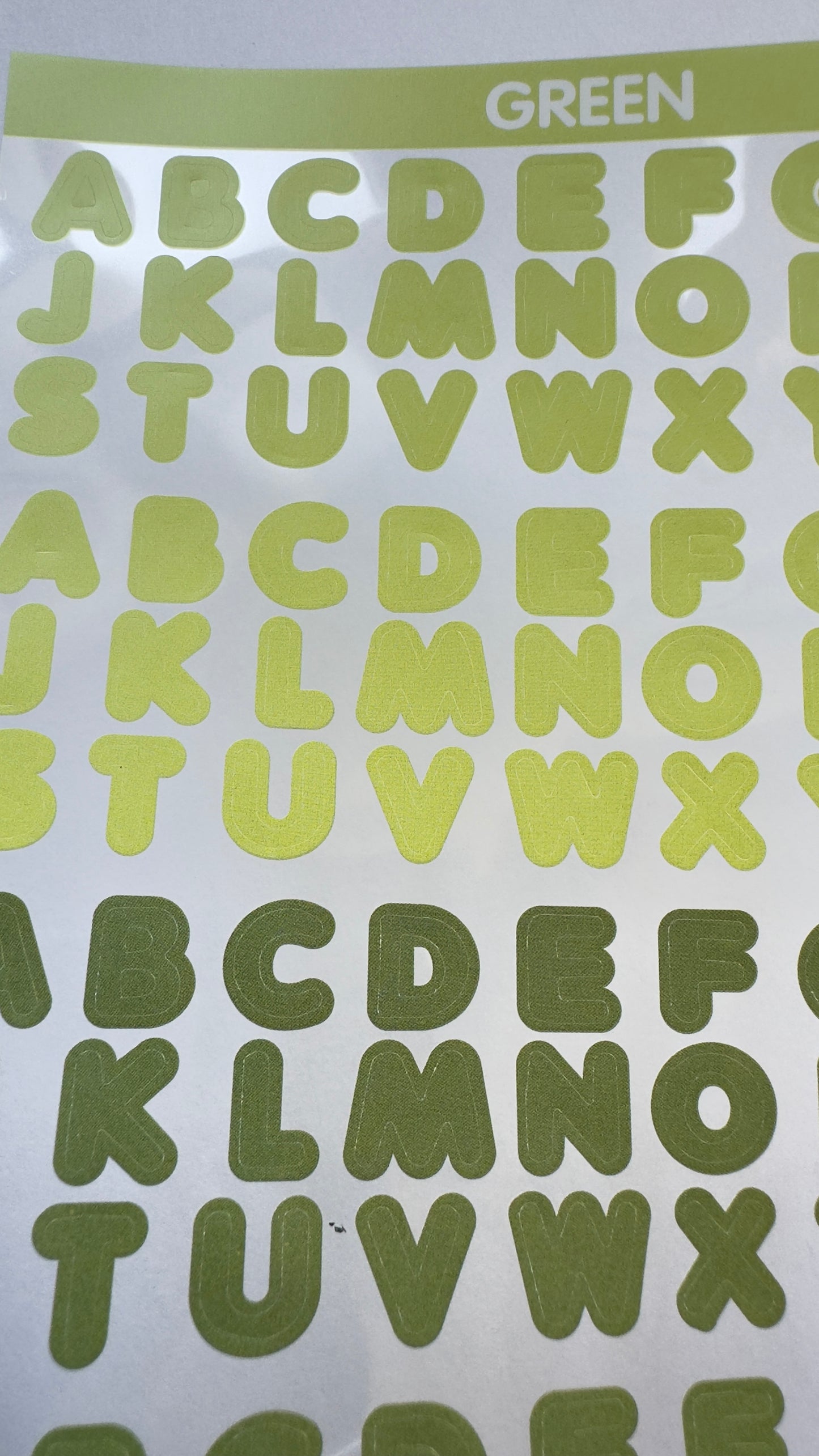 LETTERS Sticker sheet Light Green+ Olive