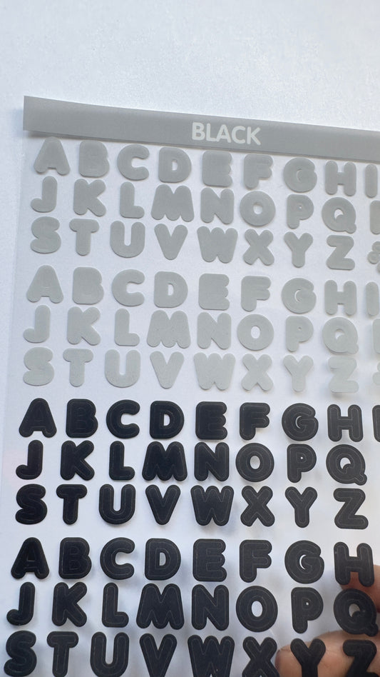 LETTERS Sticker sheet GREY and BLACK