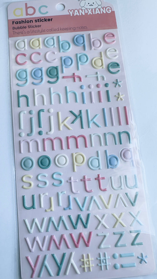 LETTERS BUBBLE STICKERS -  MINI CANDY MONO